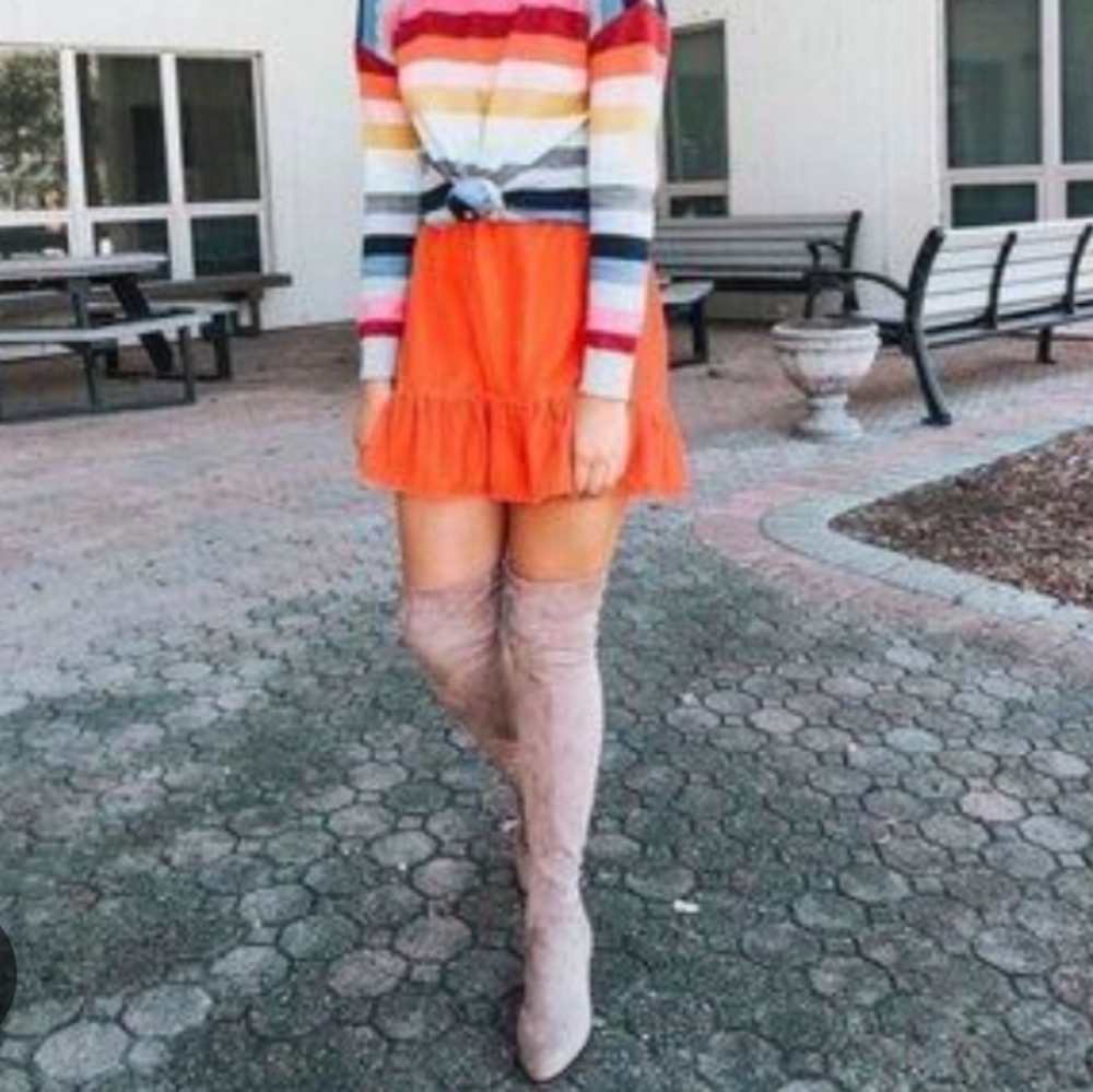 NWT J. CREW Peplum Coral Orange Velvet Mini Skirt Size Small